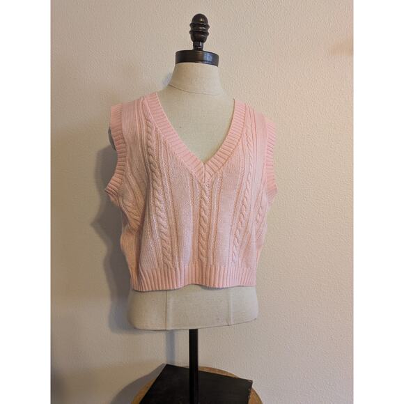 J for Justify pink cropped cable Knit Vest size L - Picture 5 of 5